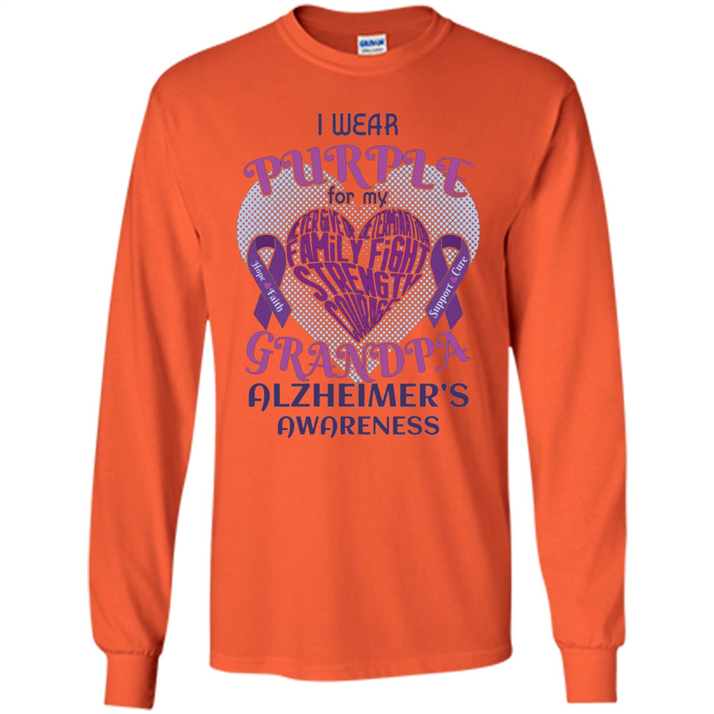 I Wear Purple For My Grandpa Alzheimer's Awareness T-Shirt Orange