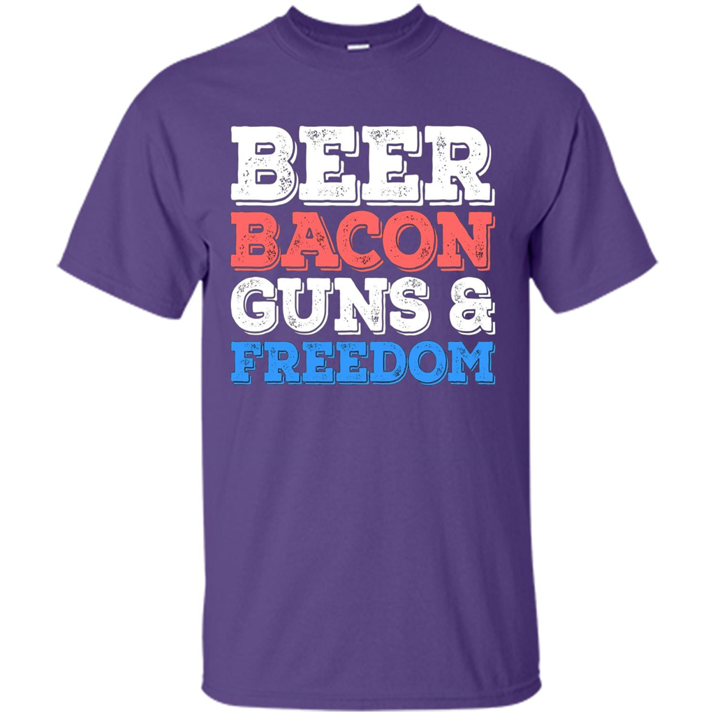 Beer Bacon Guns And Freedom T-Shirt Fourth of July Gift Purple