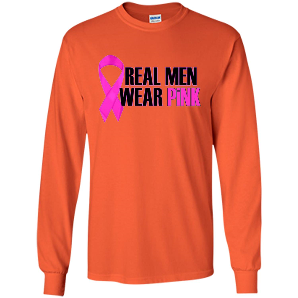 Breast Cancer Awareness T-shirt Real Men Wear Pink Orange