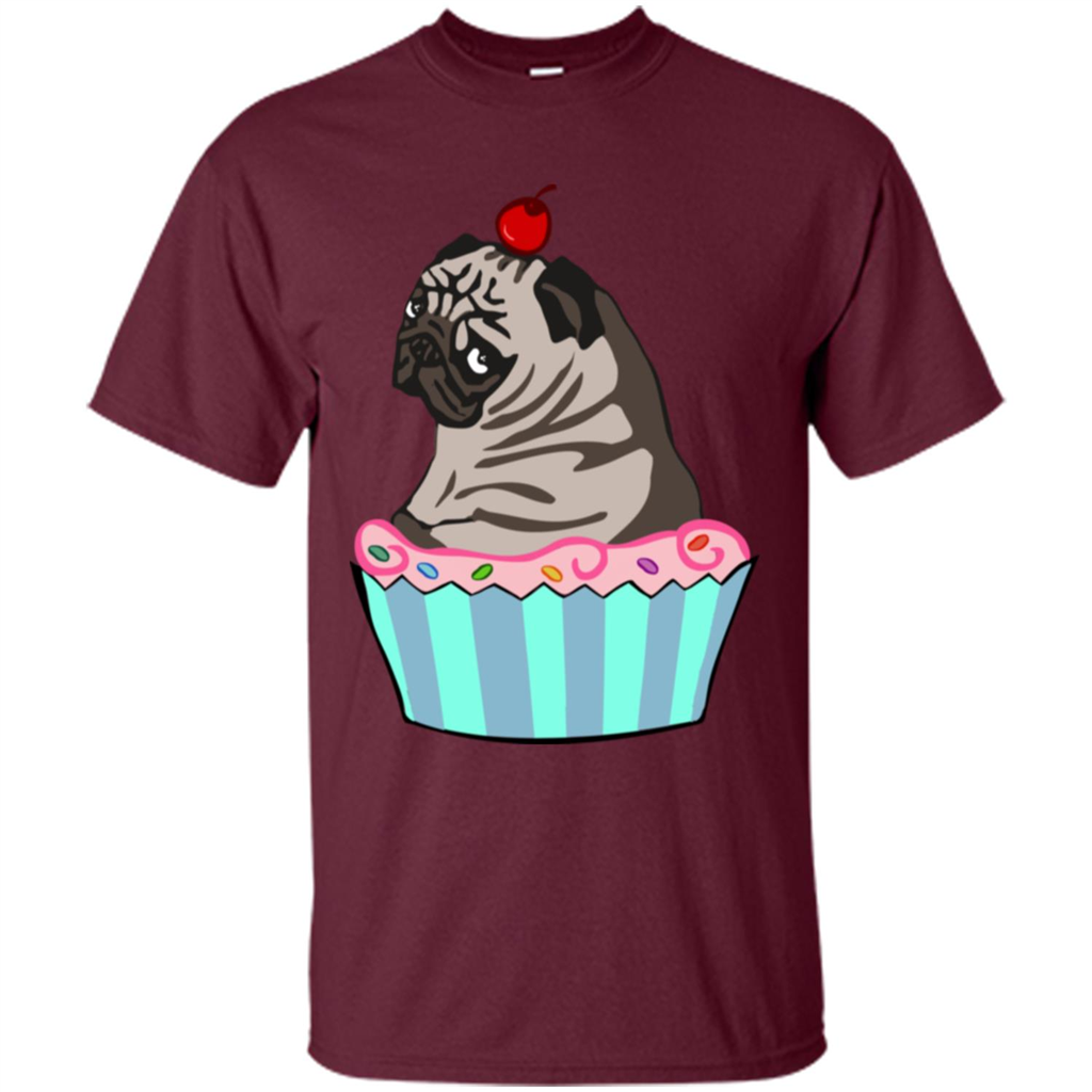 Love Dog T-Shirt Pug Cake Maroon