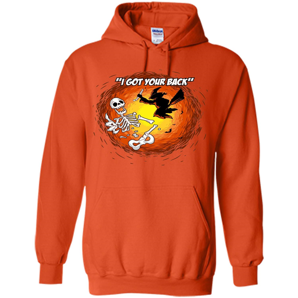 Funny Witch Skeleton Halloween 2017 I Got Your Back T-shirt Orange