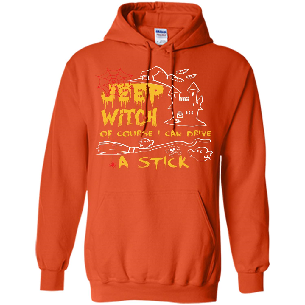 Halloween T-shirt Jeep Witch Of Course I Can Drive A Stick T-shirt Orange