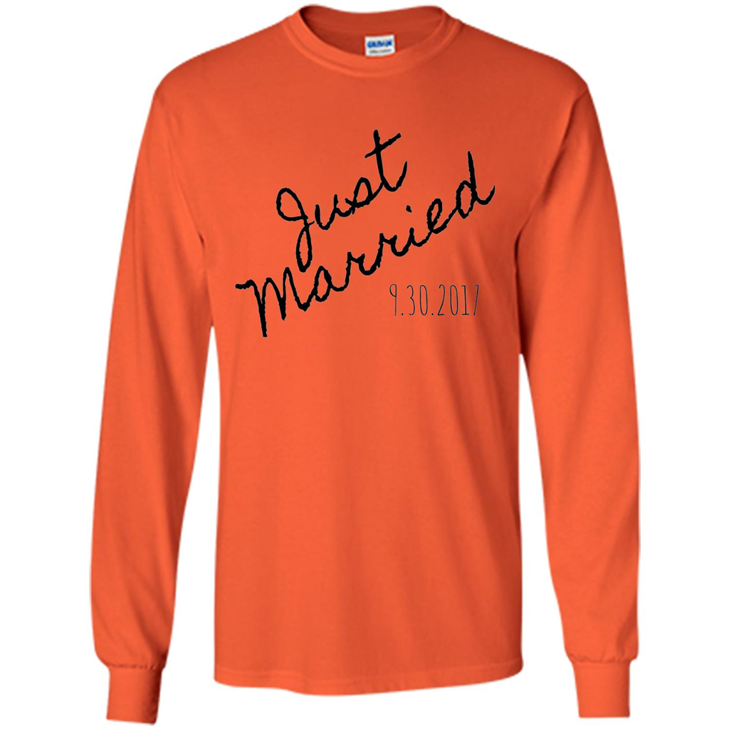Just Married Honeymoon September 30 2017 Wedding T-Shirt Orange