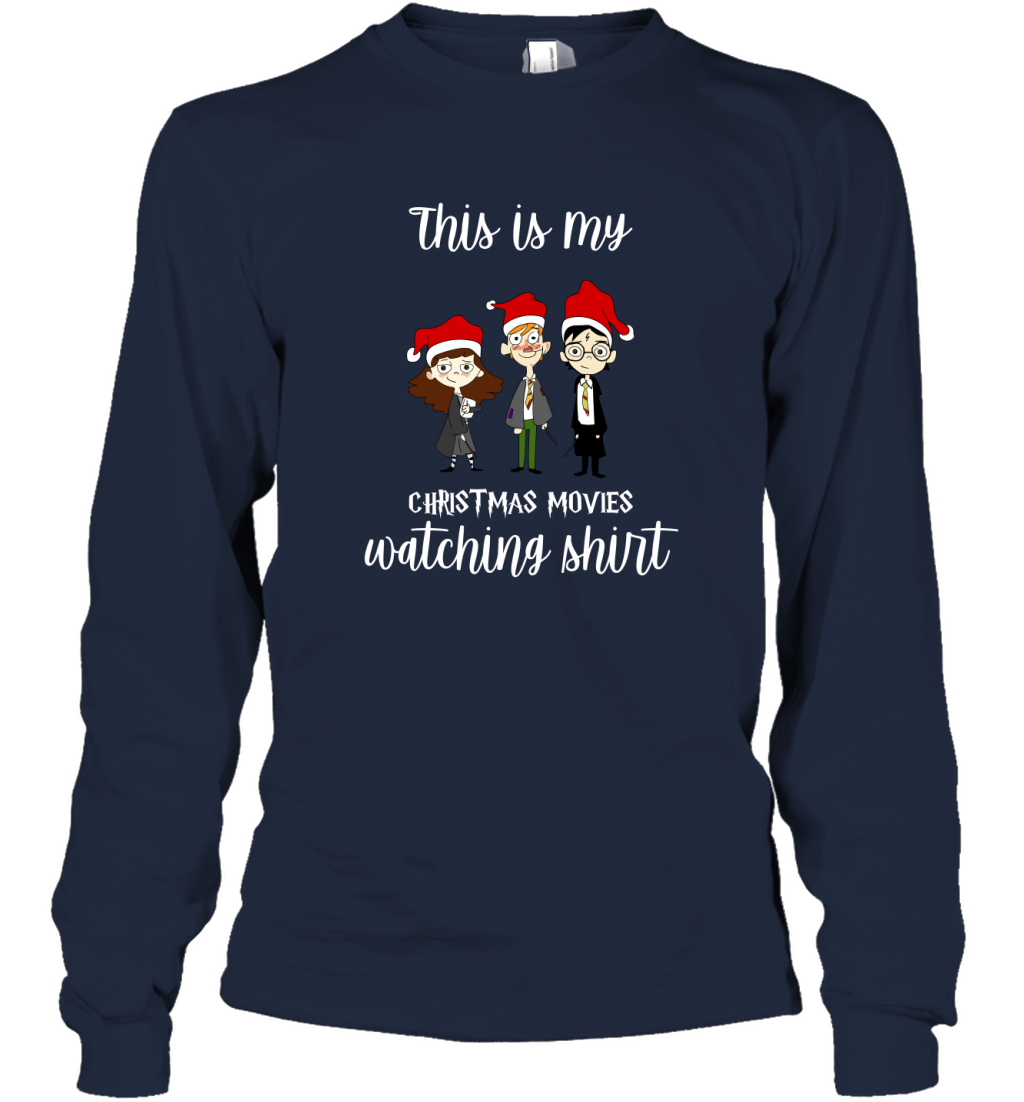 This Is My Christmas Movies Watching Shirt Harry Potter Fan Long Sleeve T-Shirt Long Sleeve T-Shirt Navy