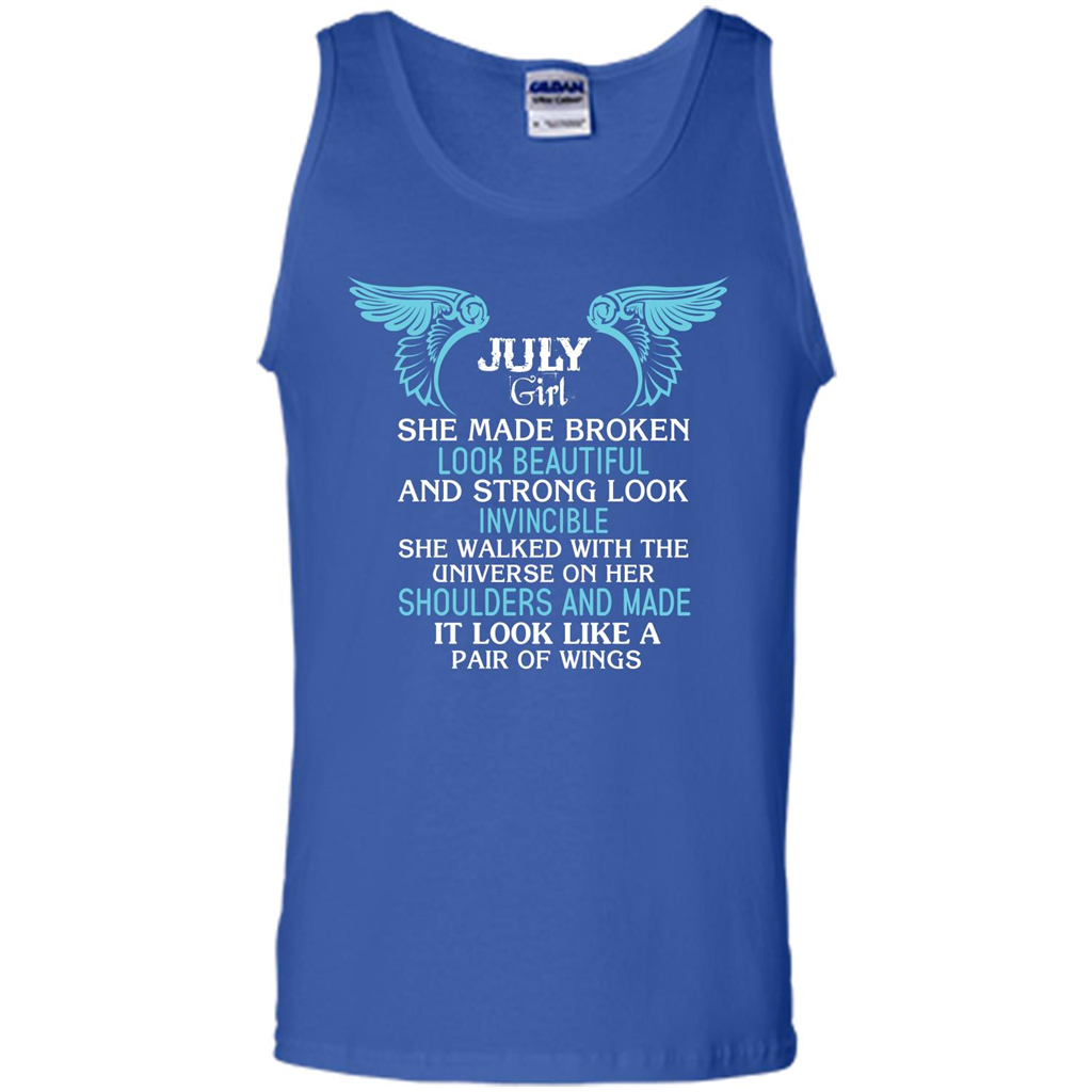 July Girl She Made Broken Look Beautiful T-shirt Royal