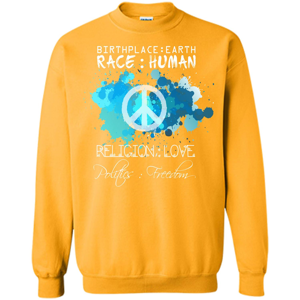 Birthplace Earth Race Human Religion Love T-shirt Gold