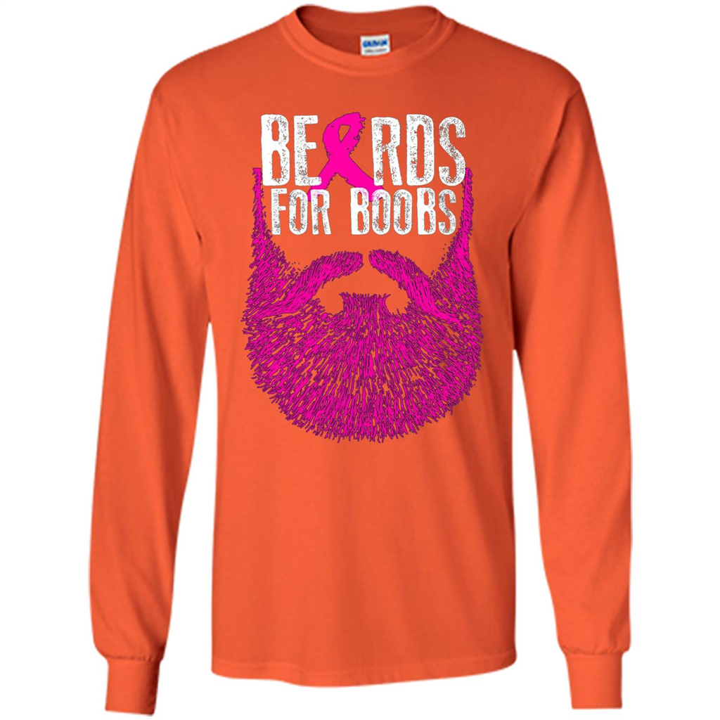 Beards For Boobs T-shirt Cancer Awareness T-shirt Orange