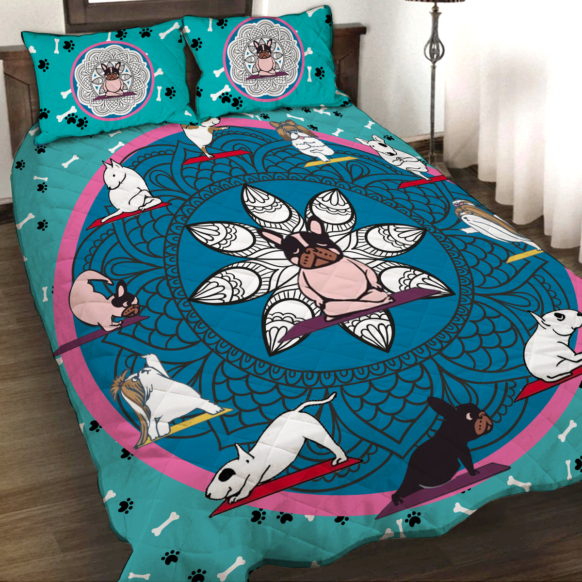 Yoga Dog 3D Quilt Set King (230x260CM)