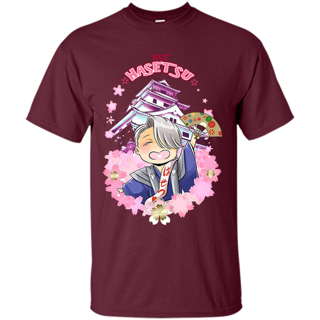 Anime T-Shirt Visit Hasetsu Maroon