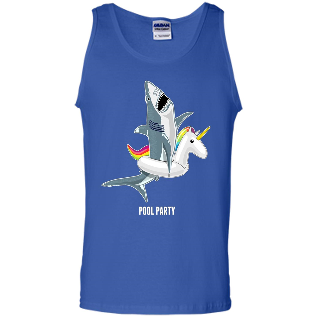 Pool Party Unicorn Float Funny Shark T-shirt Royal
