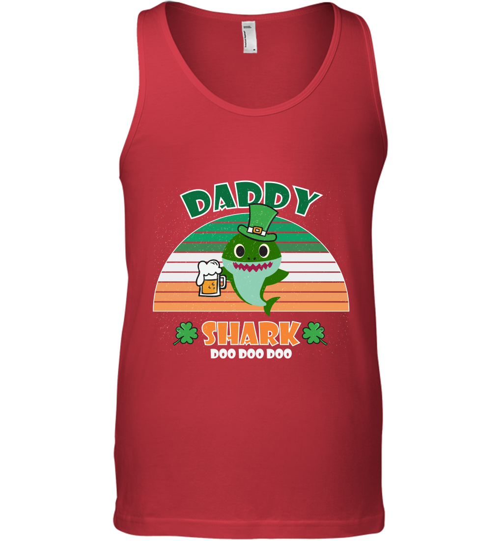 Irish Daddy Shark Saint Patricks Day Family Shirt Tank Top Red