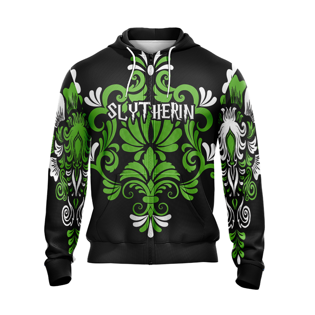 Harry Potter Hogwarts Castle - Slytherin House Wacky Style Version 1 Unisex Zip Up Hoodie