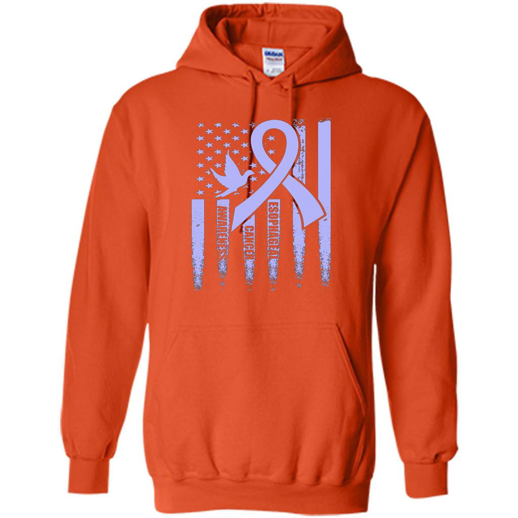 Esophageal Cancer USA Flag Periwinkle Ribbon and Dove T-shirt Orange