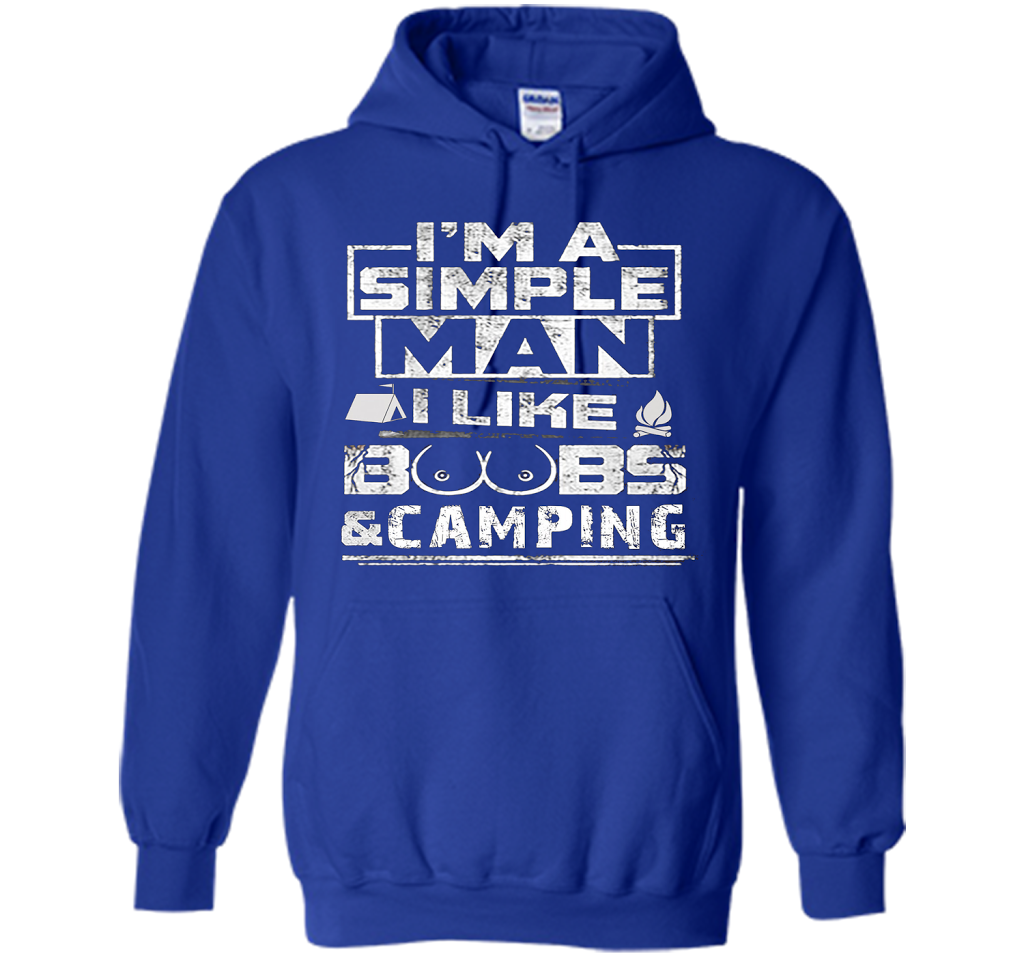 Mens I'M A SIMPLE MAN I LIKE BOOBS & CAMPING cool shirt Royal
