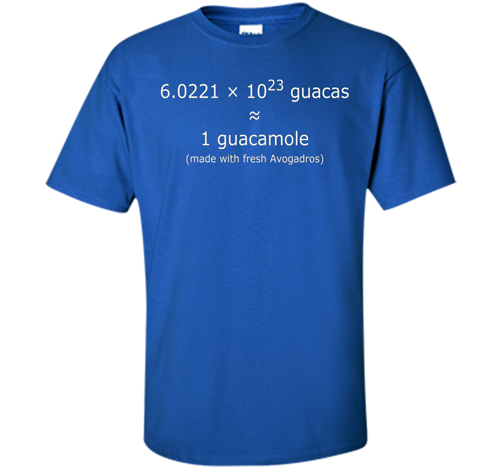 Scientist T-shirt Avogadro's Number Guacamole T-shirt Royal