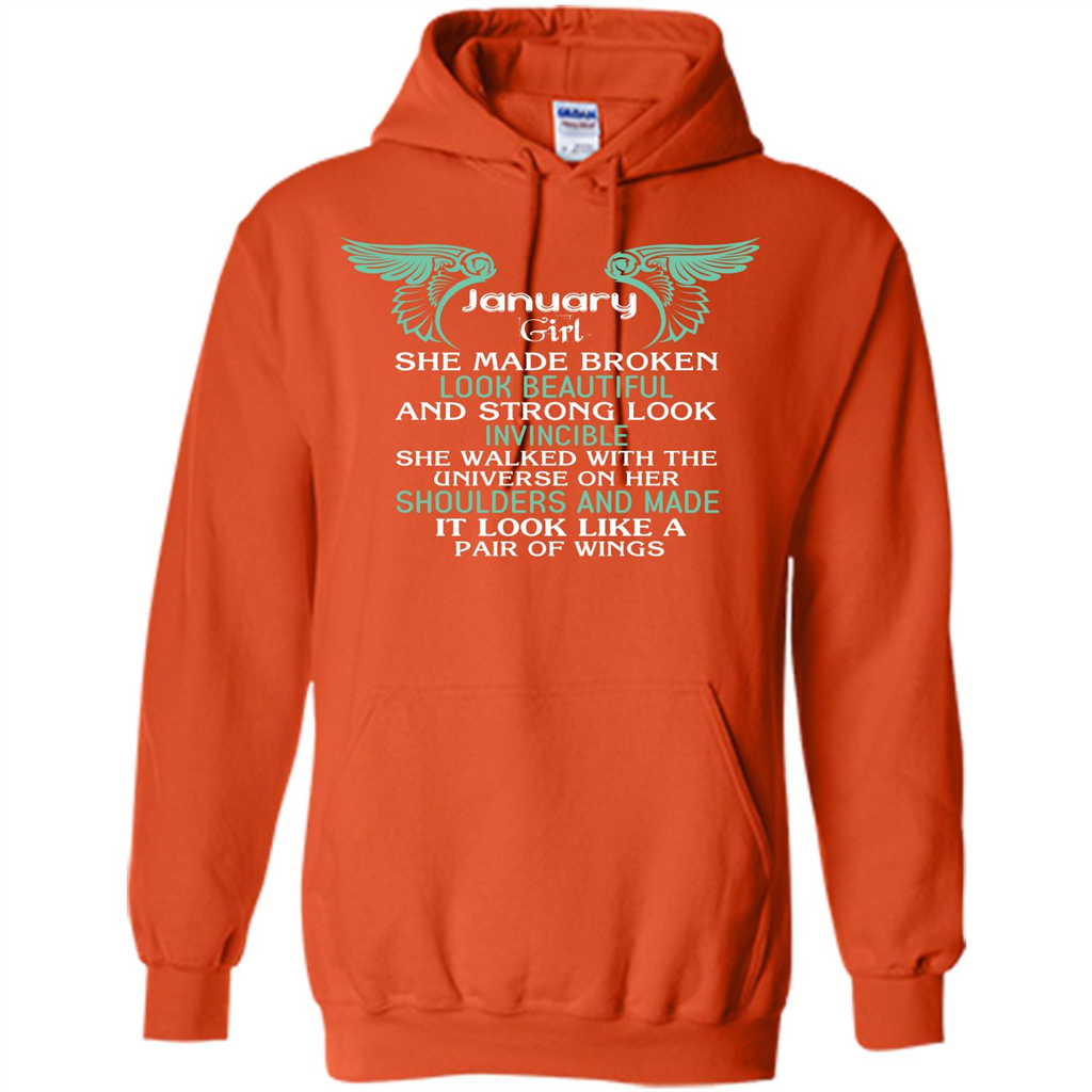 January Girl She Made Broken Look Beautiful T-shirt Orange