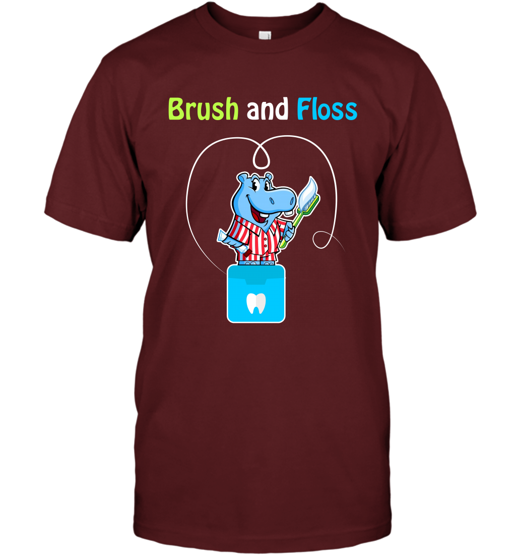 Brush Floss Hippo Shirt T-Shirt T-Shirt Cardinal