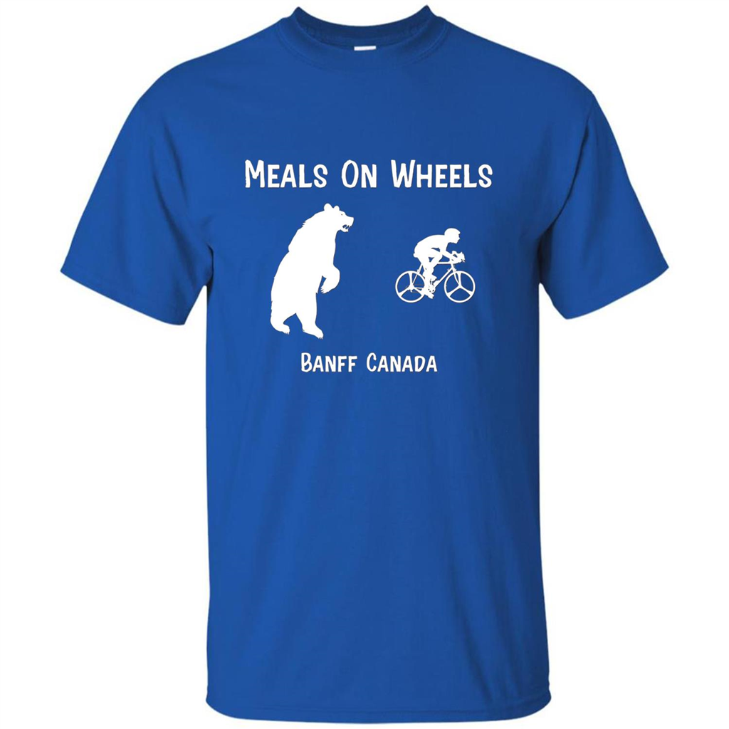 Funny Bear Chasing Bike Rider Meals On Wheels T-shirt Royal