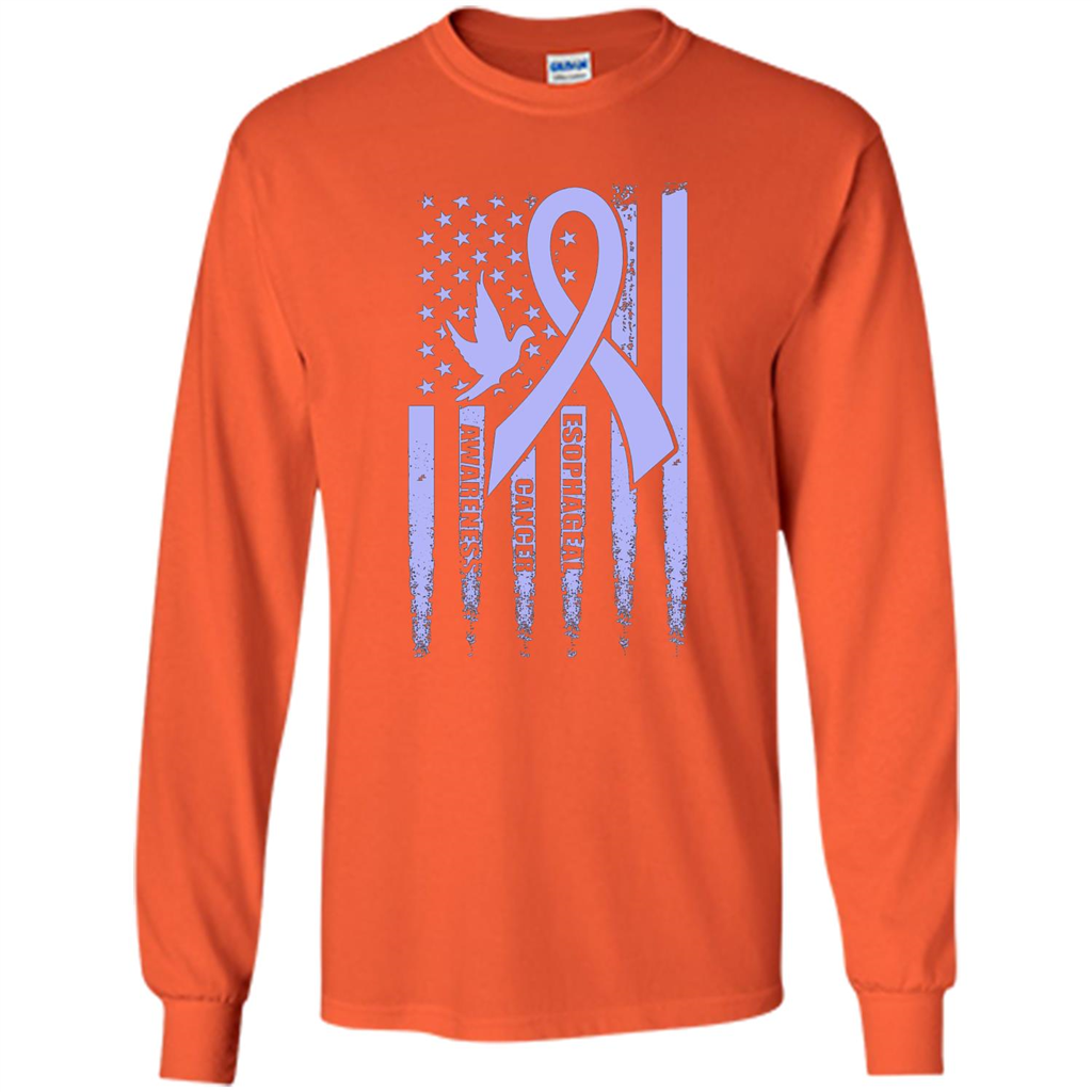 Esophageal Cancer USA Flag Periwinkle Ribbon and Dove T-shirt Orange