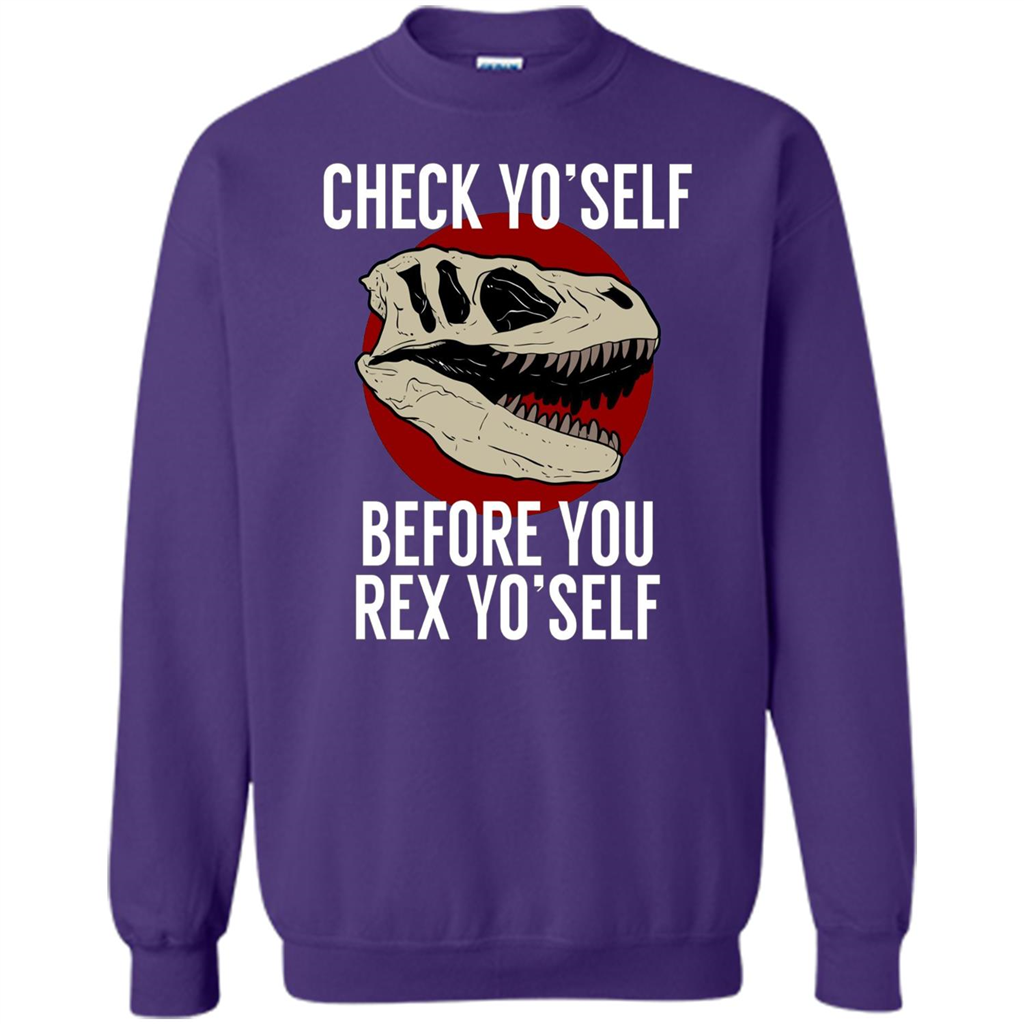 Dinosaur T-shirt Check Yo'Self Before You Rex Yo'Self T-shirt Orange