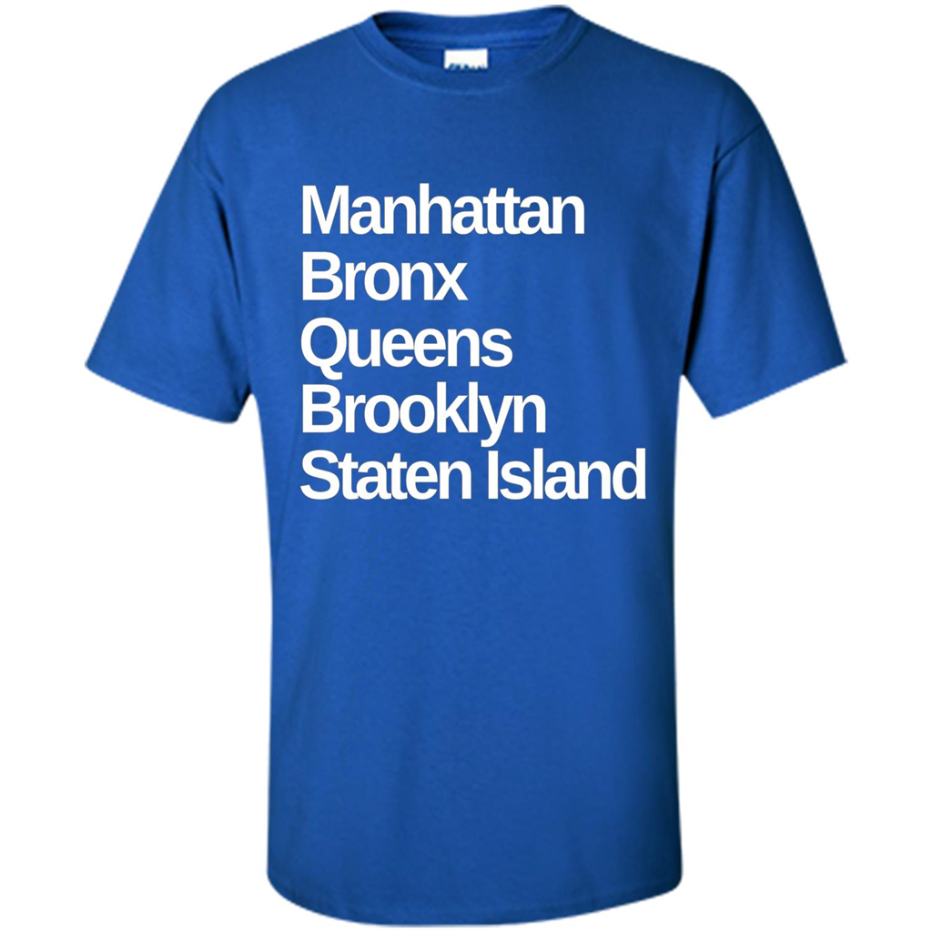 New York 5 Boroughs T-shirt Manhattan Bronx Queens Brooklyn Staten Island Royal