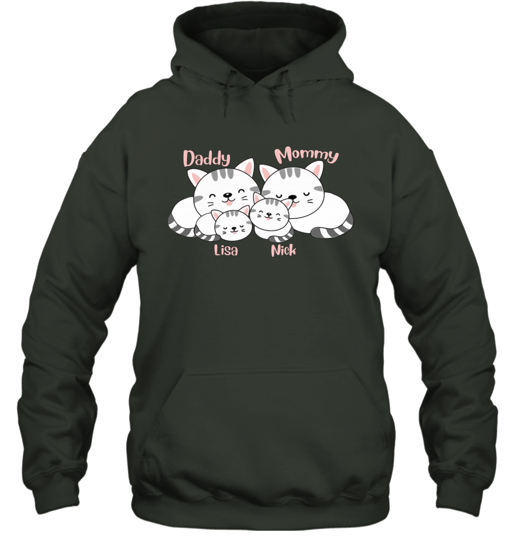 Cats and family name member ( Customized Name ) Hoodie Hoodie Forest