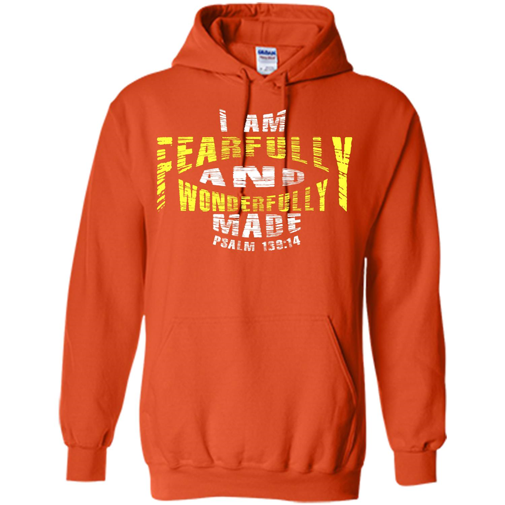 Christian T-shirt I Am Fearfully And Wonderfully Made Psalm Orange