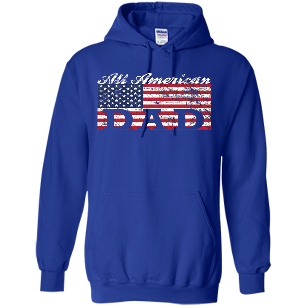Fathers Day T-shirt All American Dad American Flag Royal