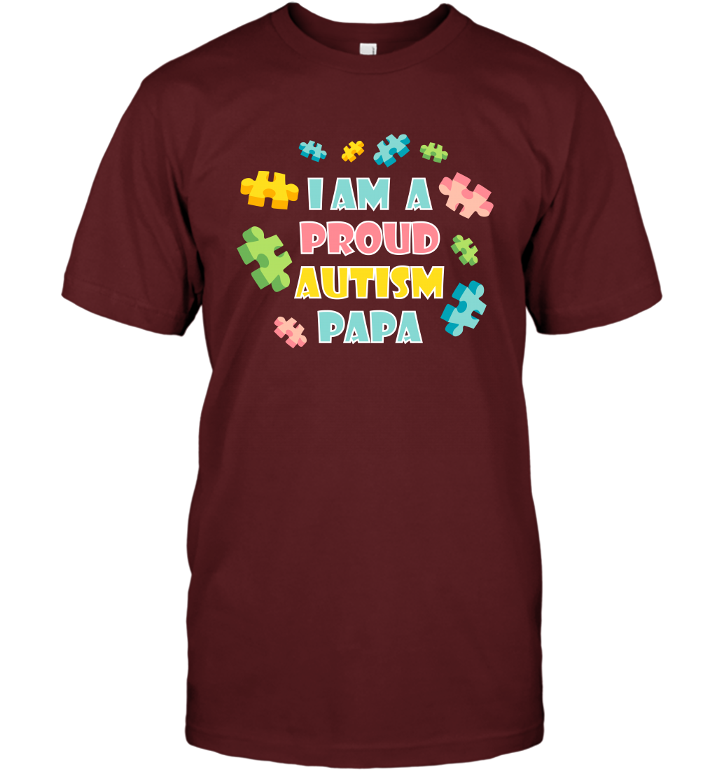 I Am A Proud Autism Papa Family Shirt T-Shirt T-Shirt Cardinal