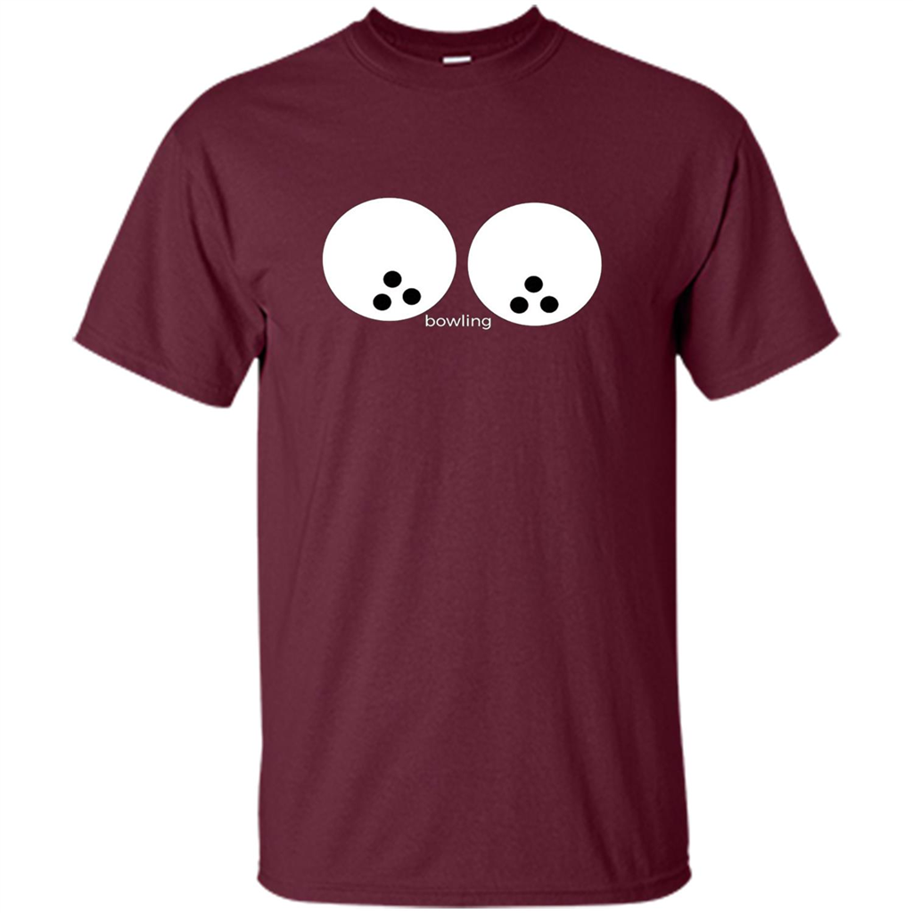 Women's Funny T-shirt Bowling Boobs Ball Maroon