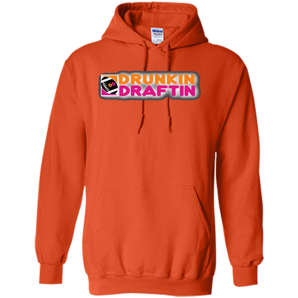 Drunkin' Draftin' T-shirt Funny Fantasy Football Draft T-shirt Orange