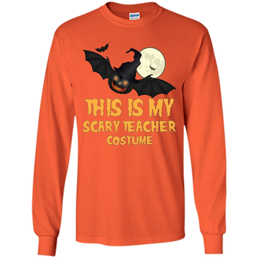 Funny Halloween Teacher T-shirt This is My Scary Teacher Costume Orange