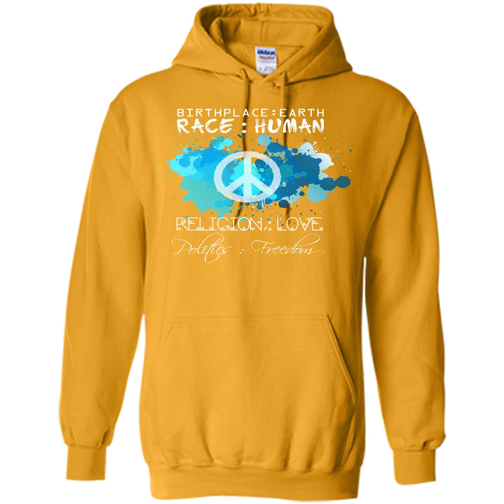 Birthplace Earth Race Human Religion Love T-shirt Gold