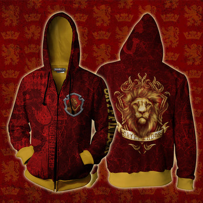 The Brave Gryffindor Harry Potter New Unisex 3D T-shirt Zip Hoodie