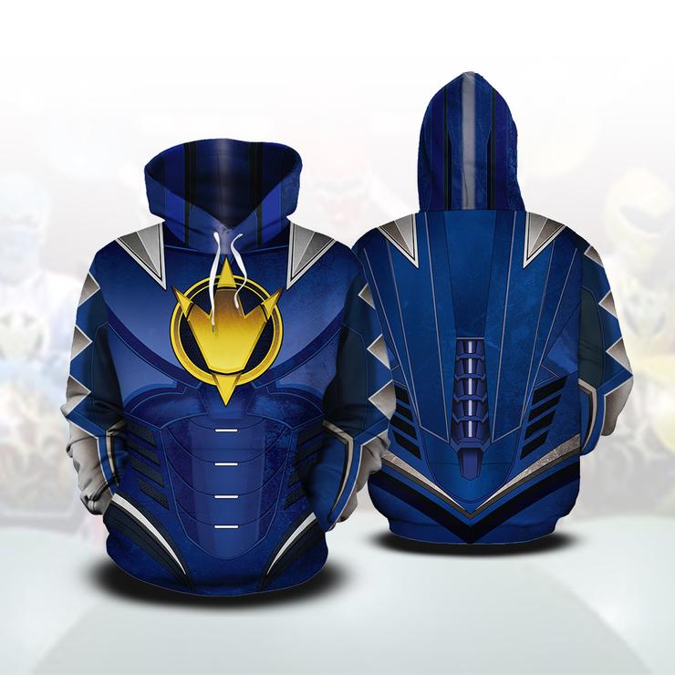 Power Rangers Dino Thunder Cosplay 3D Hoodie Hoodie Blue Ranger
