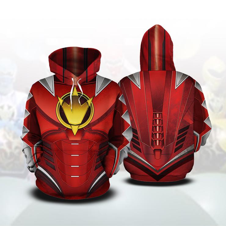 Power Rangers Dino Thunder Cosplay 3D Hoodie Hoodie Red Ranger