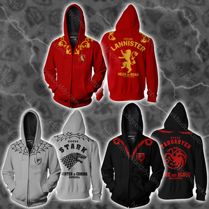 House Targaryen Game Of Thrones Zip Up Hoodie   