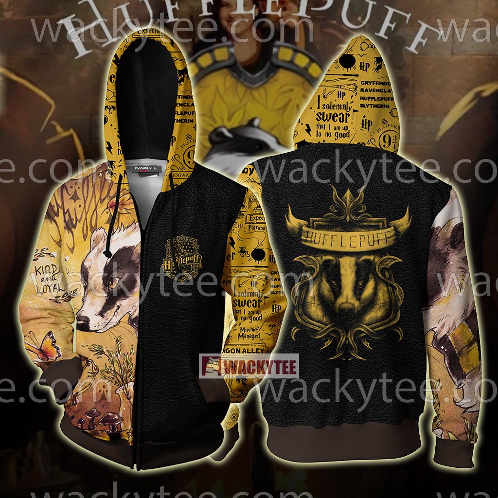 Hufflepuff House  Kind And Loyal Harry Potter Zip Up Hoodie S  