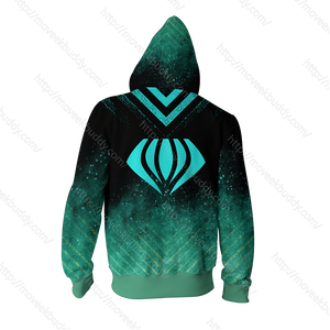 RWBY Emerald Sustrai Symbol Zip Up Hoodie   