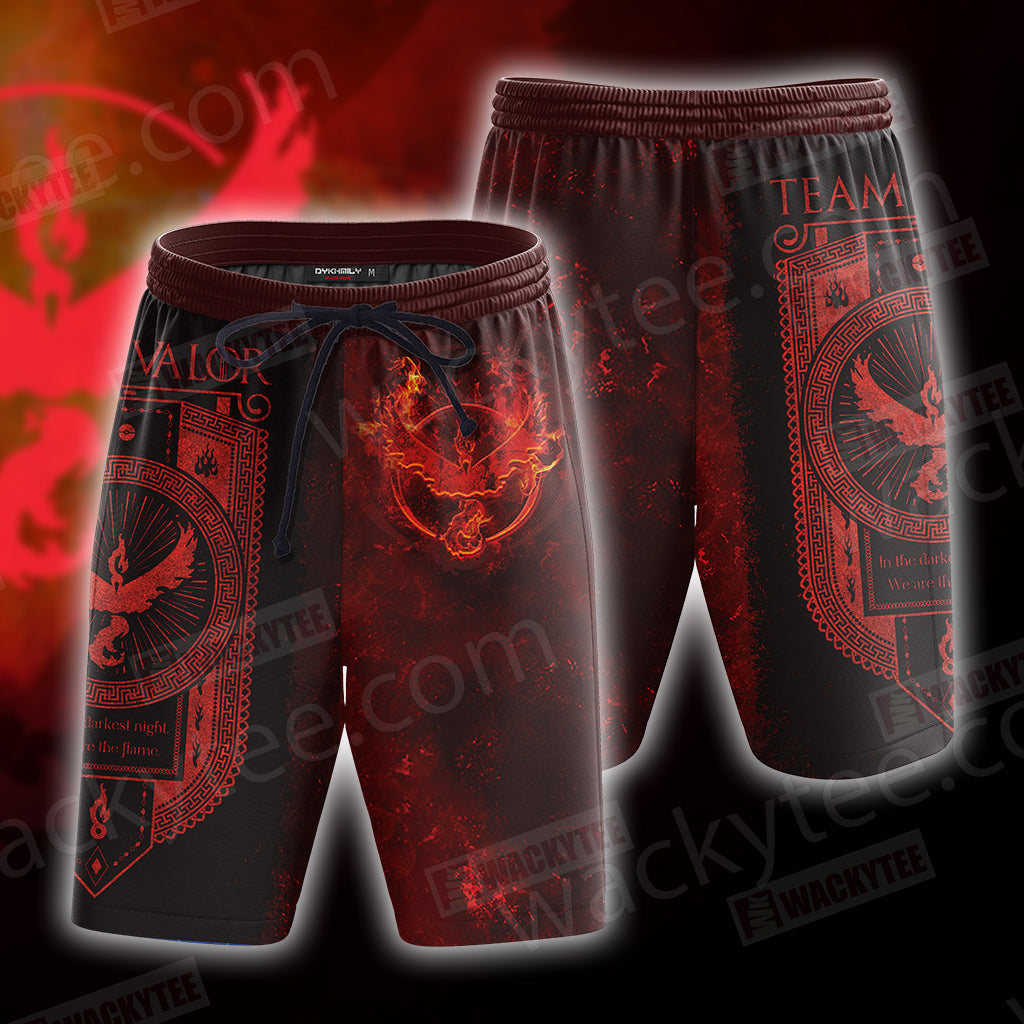 Team Valor Pokemon Go New Unisex 3D T-shirt Beach Shorts