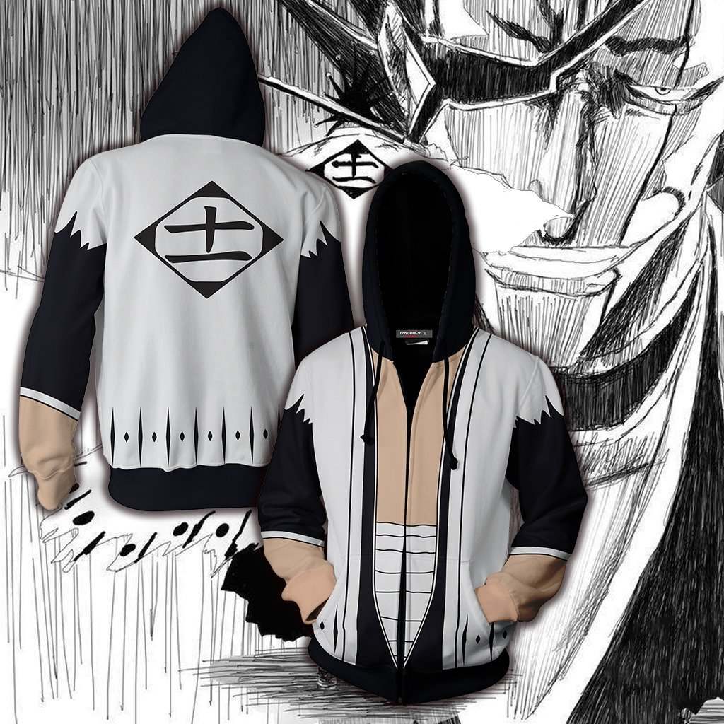 Bleach Kenpachi Zaraki 11th Division Cosplay Zip Up Hoodie Jacket Version 2
