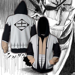 Bleach Kenpachi Zaraki 11th Division Cosplay Zip Up Hoodie Jacket Version 2 S 