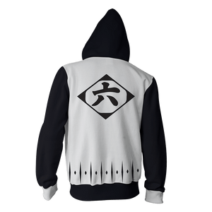 Bleach Kuchiki Byakuya 6th Division Cosplay Zip Up Hoodie Jacket   