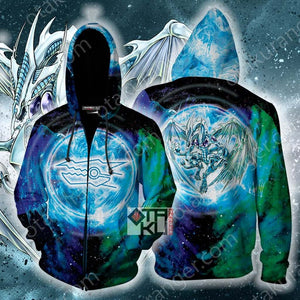 Yu-Gi-Oh! Stardust Dragon Head Signer Mark Zip Up Hoodie S  