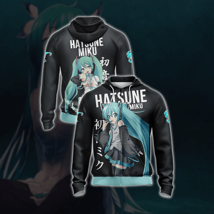 Hatsune Miku Unisex 3D T-shirt Zip Hoodie