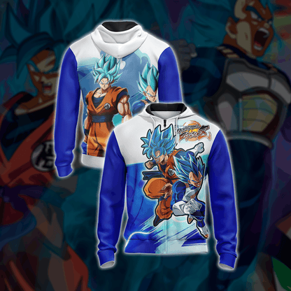 Dragon Ball - Super Saiyan Blue Goku and Vegeta Unisex 3D T-shirt Zip Hoodie