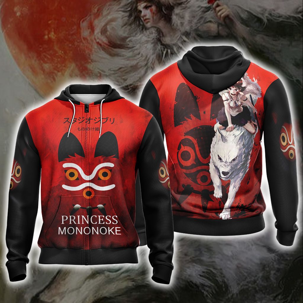 Princess Mononoke New Look Unisex 3D T-shirt Zip Hoodie