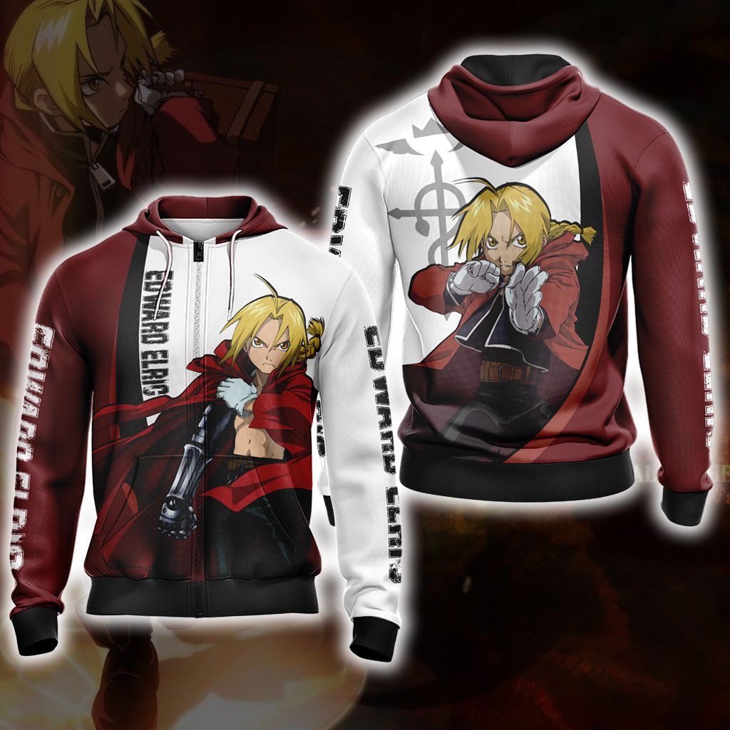 Fullmetal Alchemist - Edward Elric Character New Style Unisex 3D T-shirt Zip Hoodie