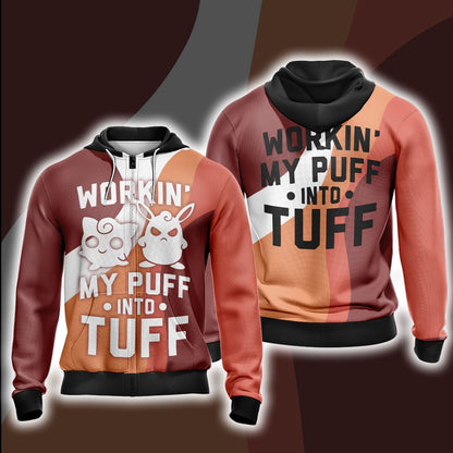Pokemon Working My Puff Into Tuff Unisex 3D T-shirt Zip Hoodie