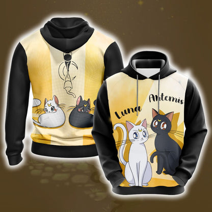 Sailor Moon Luna & Artemis New Style Unisex 3D T-shirt Hoodie